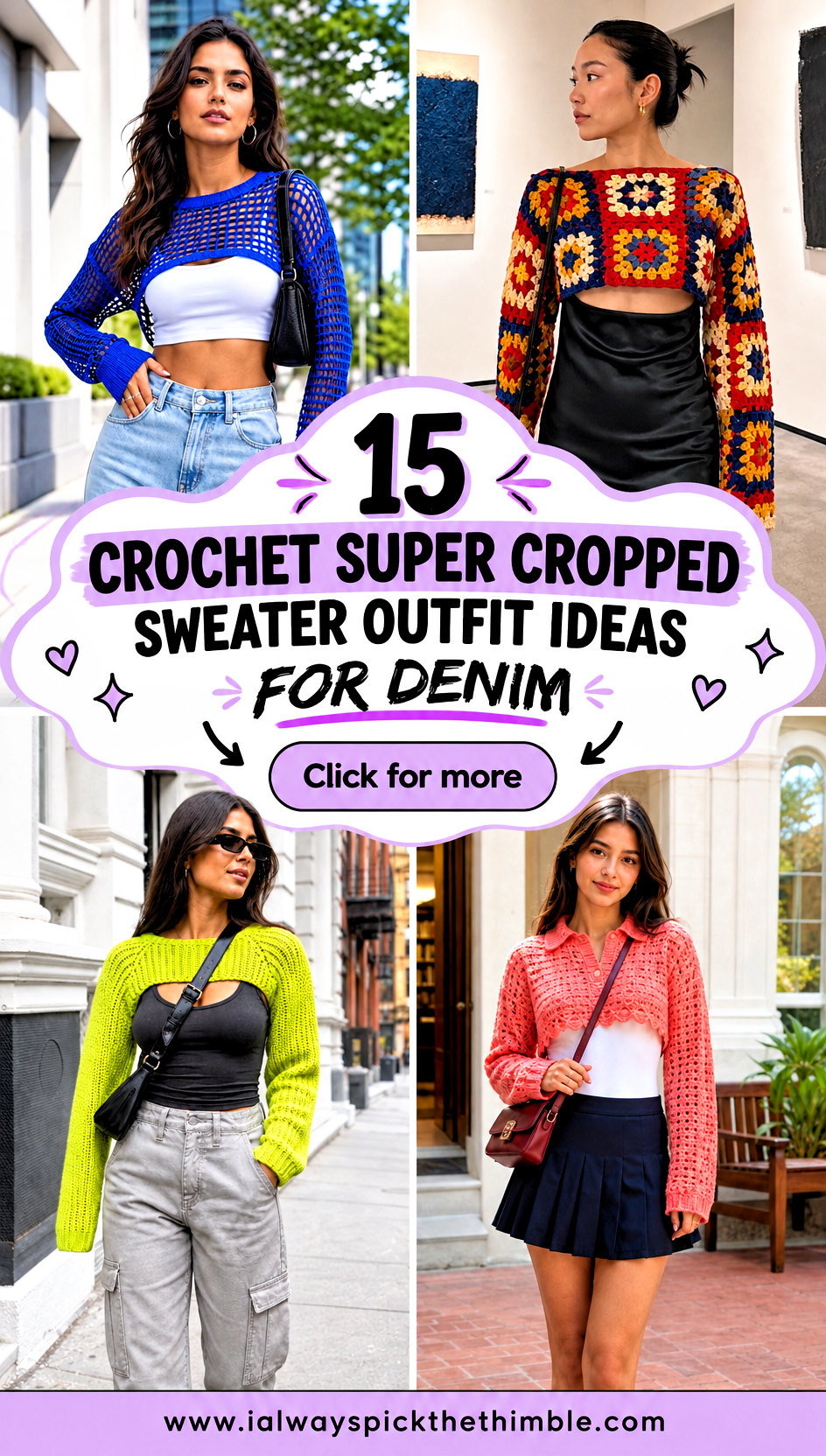 15 Crochet Super Cropped Sweater Outfit Ideas for Denim - 15 Crochet Super Cropped Sweater Outfit Ideas for Denim