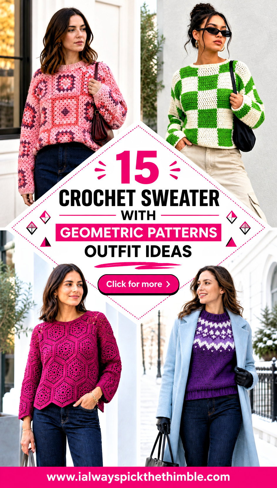 15 Crochet Sweater With Geometric Patterns Outfit Ideas - 15 Crochet Sweater With Geometric Patterns Outfit Ideas
