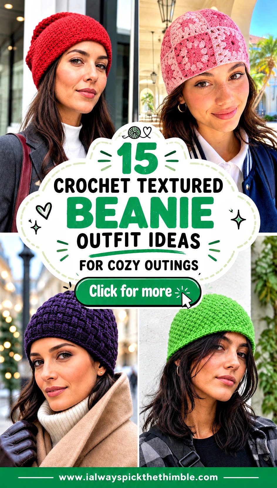 15 Crochet Textured Beanie Outfit Ideas for Cozy Outings - 15 Crochet Textured Beanie Outfit Ideas for Cozy Outings