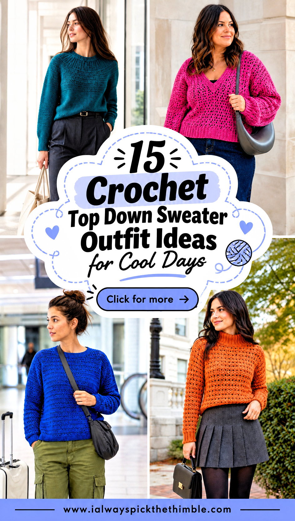 15 Crochet Top Down Sweater Outfit Ideas for Cool Days - 15 Crochet Top Down Sweater Outfit Ideas for Cool Days