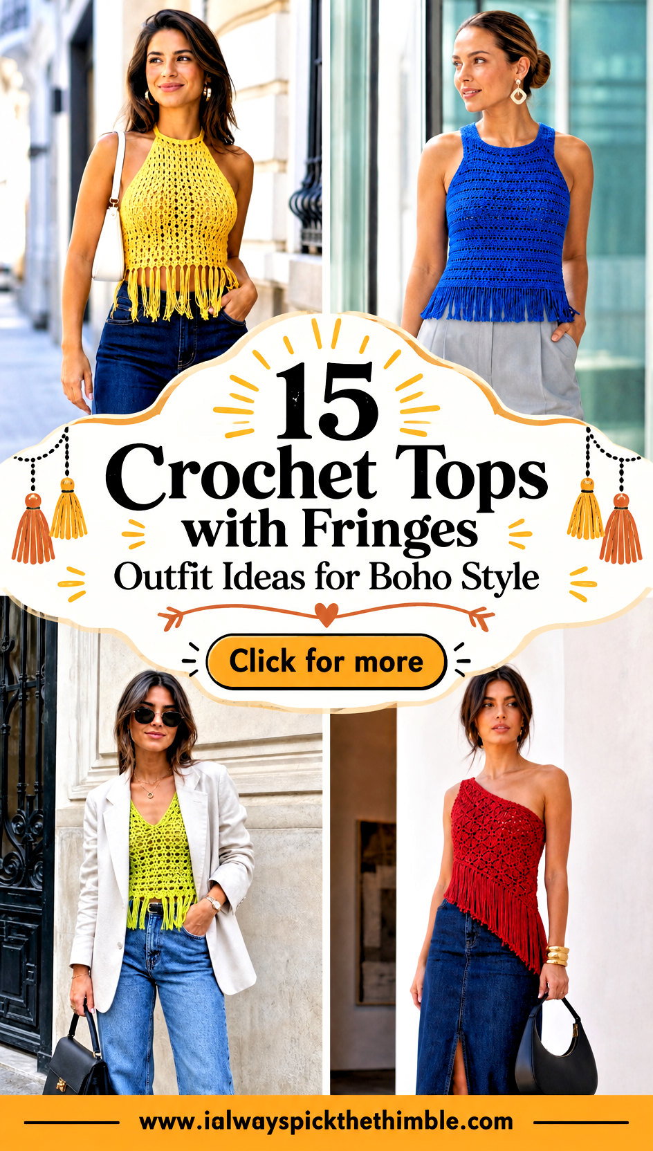 15 Crochet Tops with Fringes Outfit Ideas for Boho Style - 15 Crochet Tops with Fringes Outfit Ideas for Boho Style