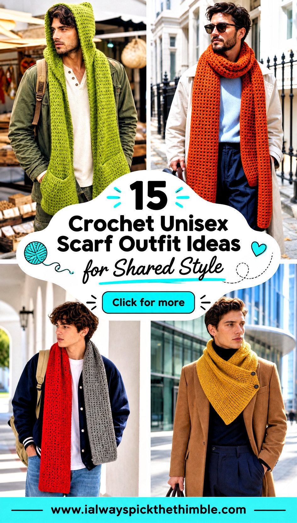 15 Crochet Unisex Scarf Outfit Ideas for Shared Style - 15 Crochet Unisex Scarf Outfit Ideas for Shared Style