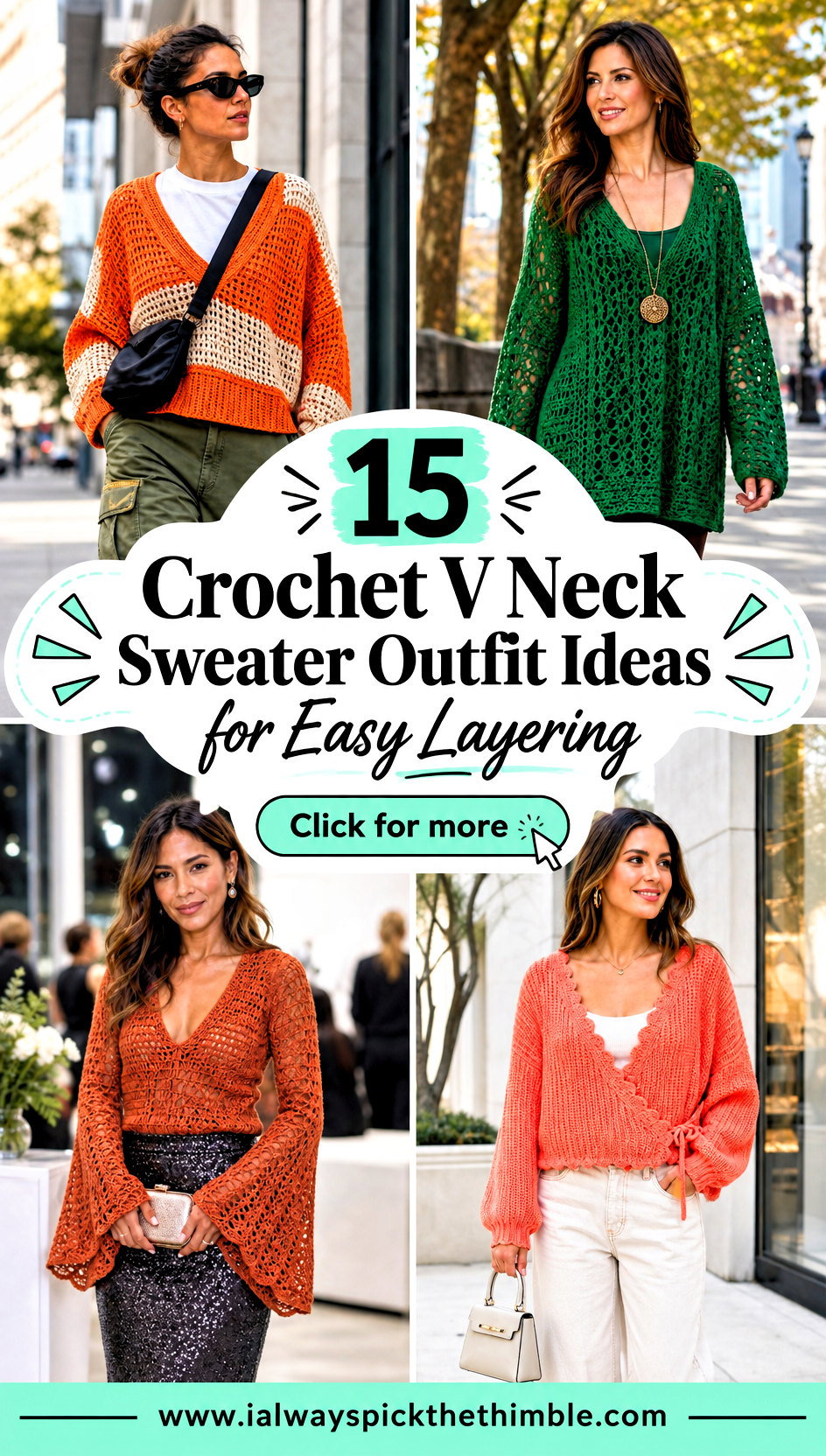 15 Crochet V Neck Sweater Outfit Ideas for Easy Layering - 15 Crochet V Neck Sweater Outfit Ideas for Easy Layering