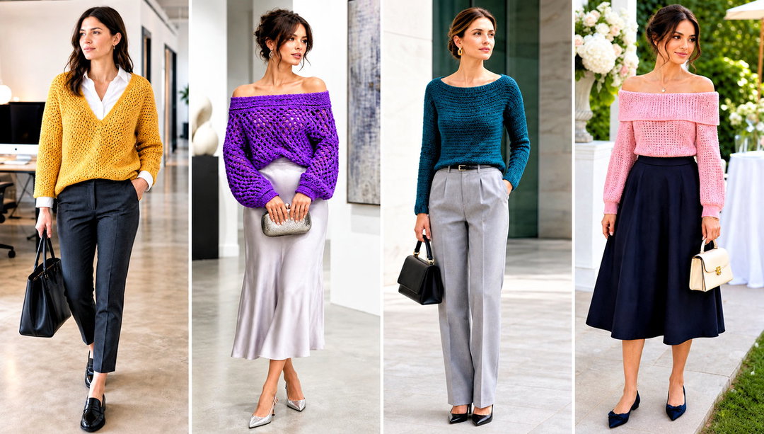 15 Crochet Wide Neck Sweater Outfit Ideas for Relaxed Fits