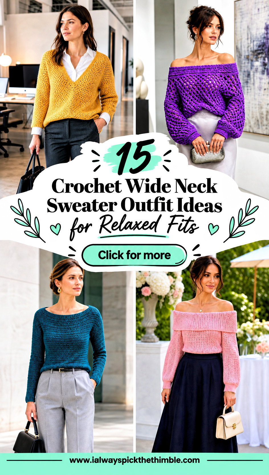 15 Crochet Wide Neck Sweater Outfit Ideas for Relaxed Fits - 15 Crochet Wide Neck Sweater Outfit Ideas for Relaxed Fits