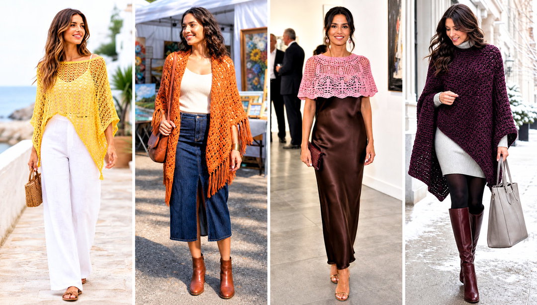 15 Crochet Womens Poncho Outfit Ideas for Breezy Days