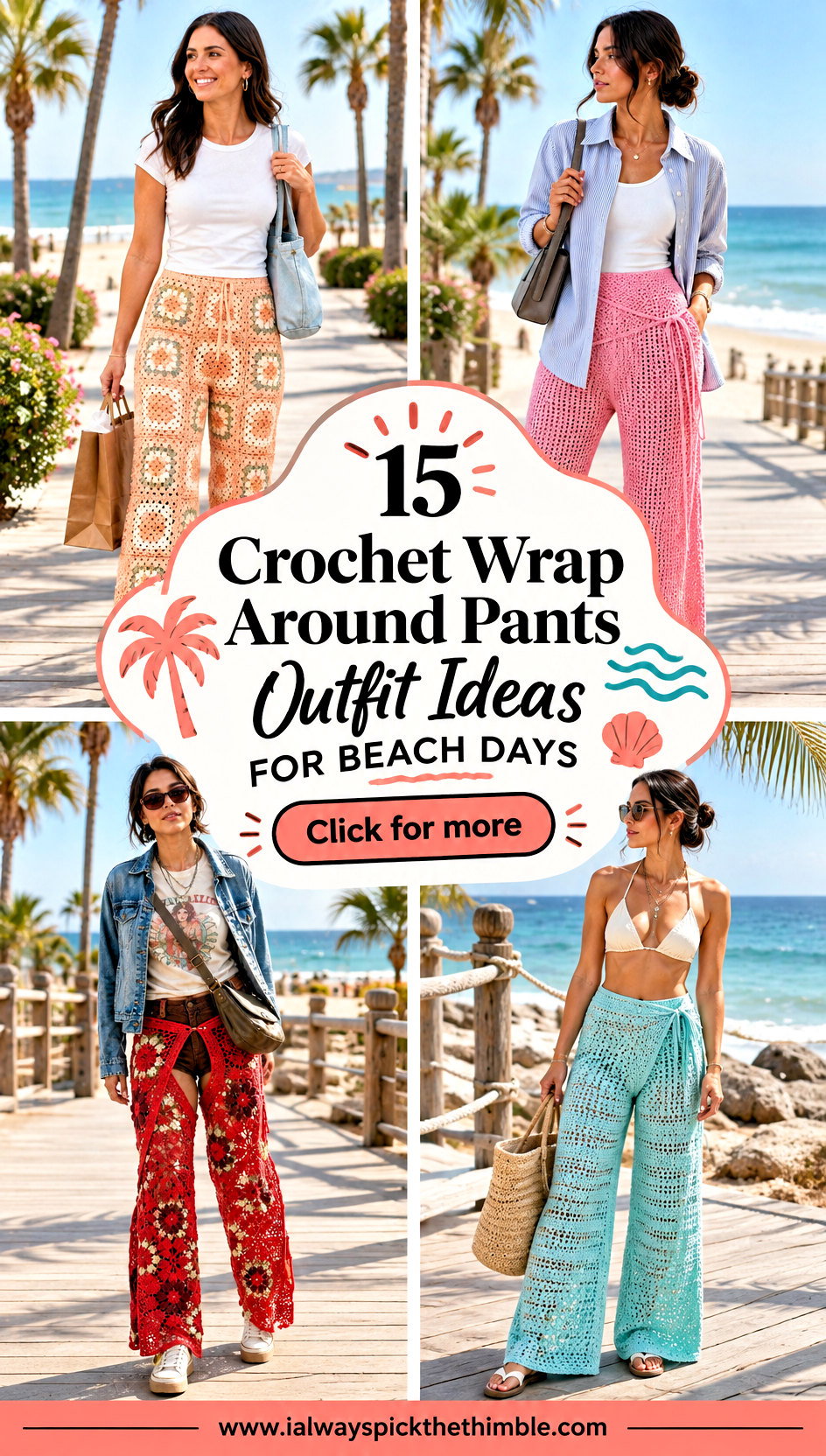15 Crochet Wrap Around Pants Outfit Ideas for Beach Days - 15 Crochet Wrap Around Pants Outfit Ideas for Beach Days