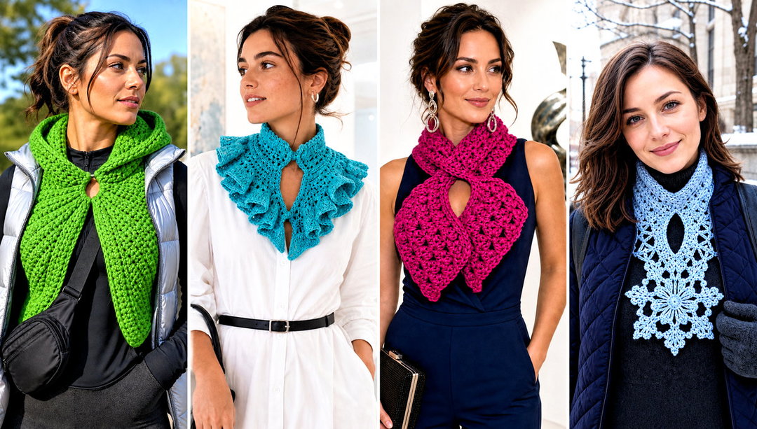 15 Crocheted Keyhole Scarf Outfit Ideas for Chilly Days