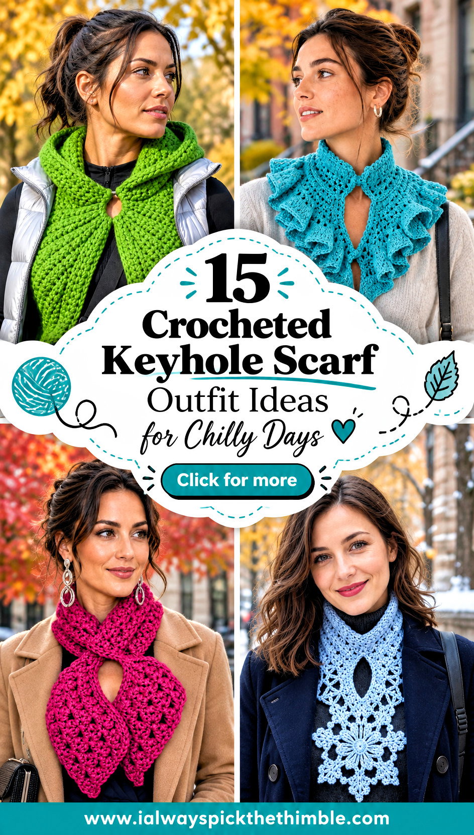 15 Crocheted Keyhole Scarf Outfit Ideas for Chilly Days - 15 Crocheted Keyhole Scarf Outfit Ideas for Chilly Days
