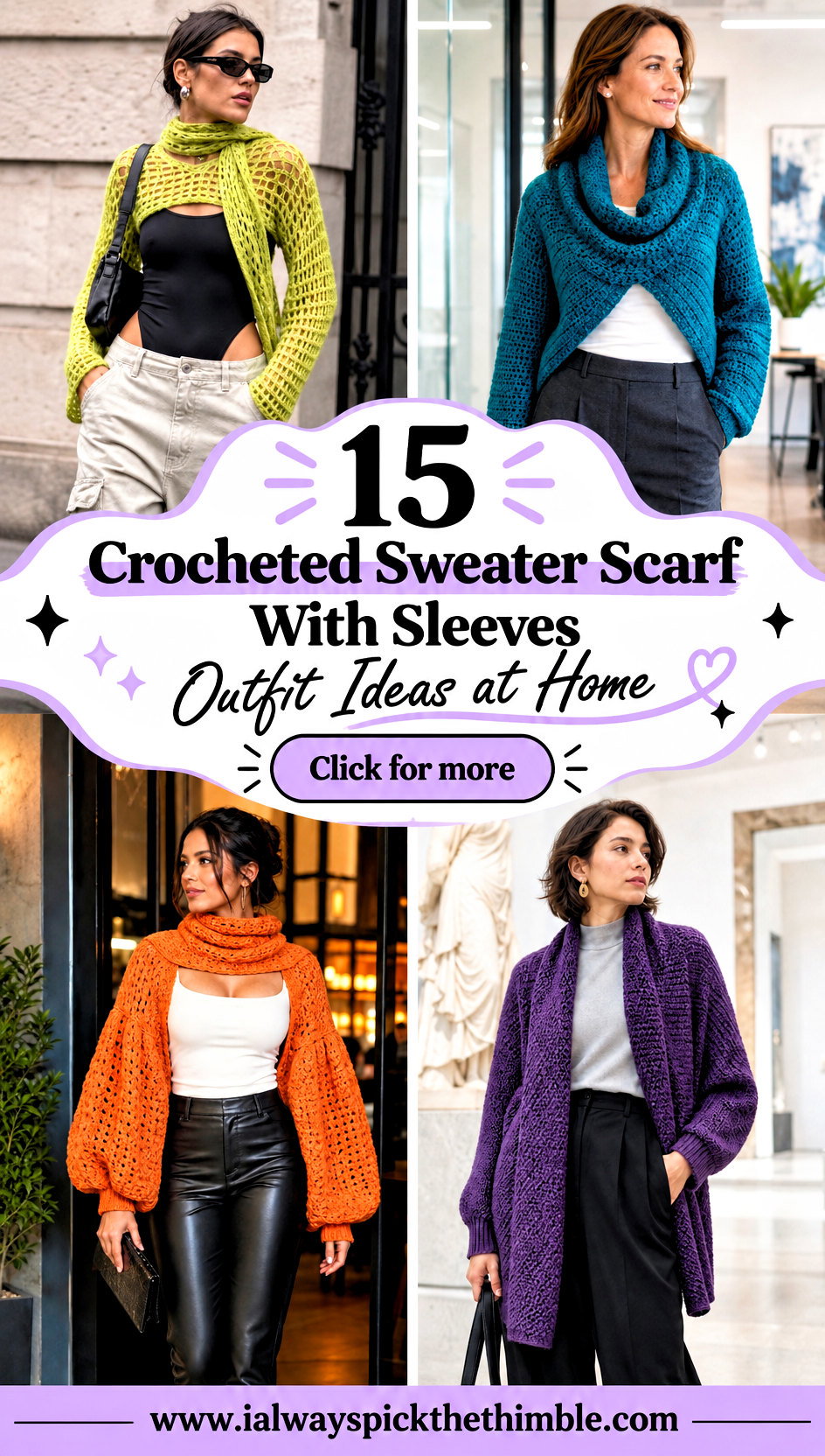 15 Crocheted Sweater Scarf With Sleeves Outfit Ideas at Home - 15 Crocheted Sweater Scarf With Sleeves Outfit Ideas at Home