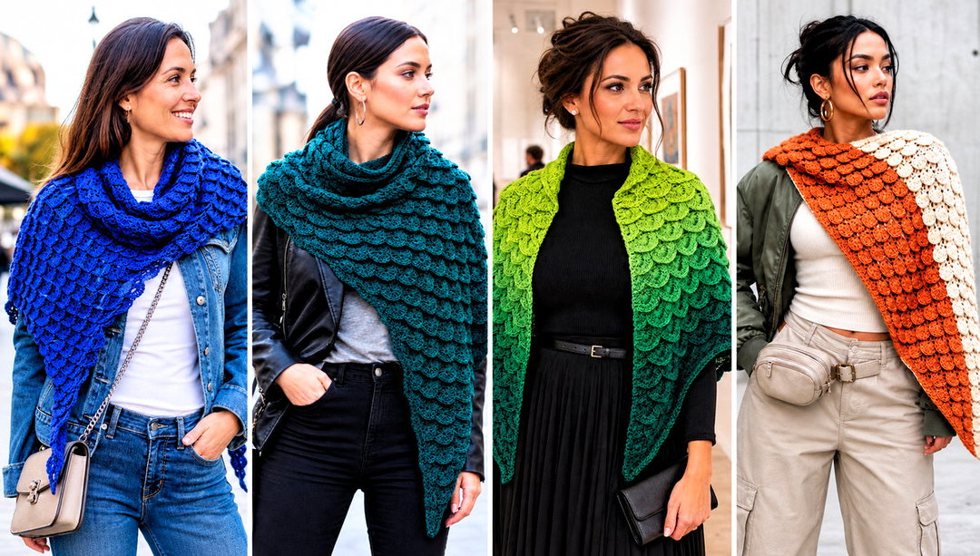 15 Crocodile Stitch Crochet Shawl Outfit Ideas for Fall