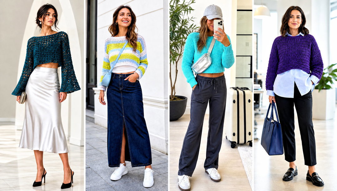 15 Cropped Crochet Pullover Outfit Ideas With Mom Jeans