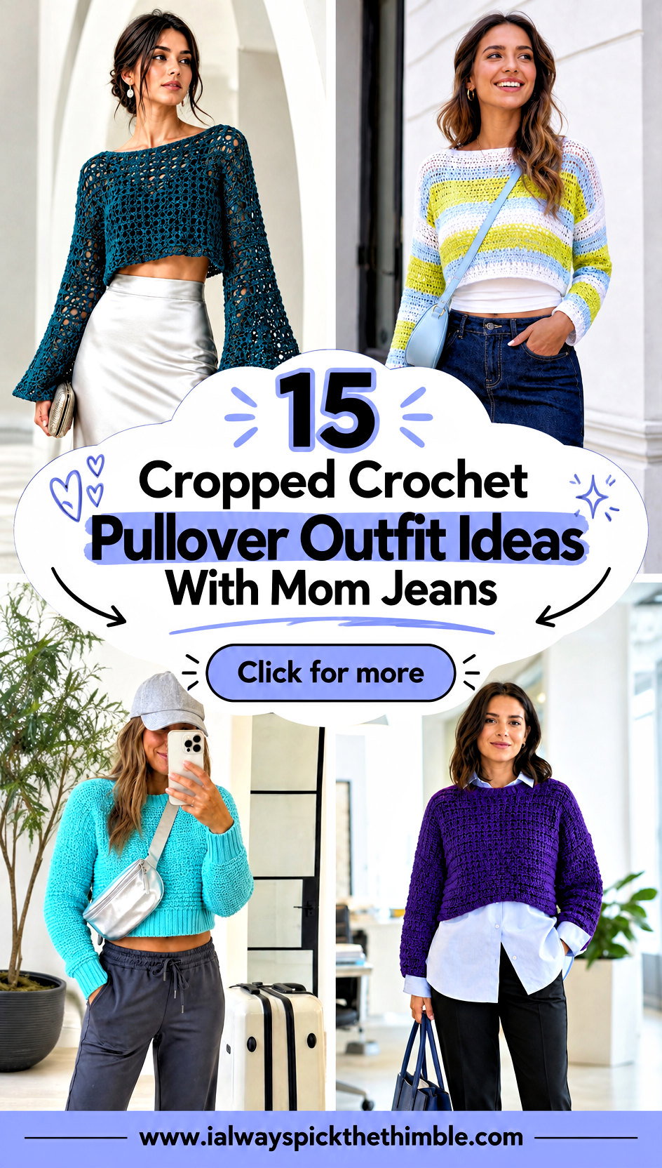 15 Cropped Crochet Pullover Outfit Ideas With Mom Jeans - 15 Cropped Crochet Pullover Outfit Ideas With Mom Jeans