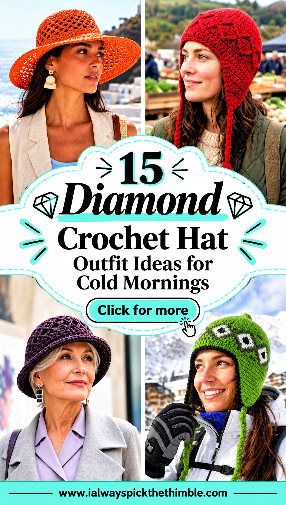 15 Diamond Crochet Hat Outfit Ideas for Cold Mornings - 15 Diamond Crochet Hat Outfit Ideas for Cold Mornings