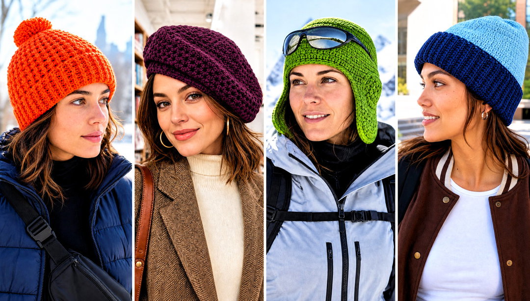 15 Double Layer Crochet Hat Outfit Ideas for Cold Walks