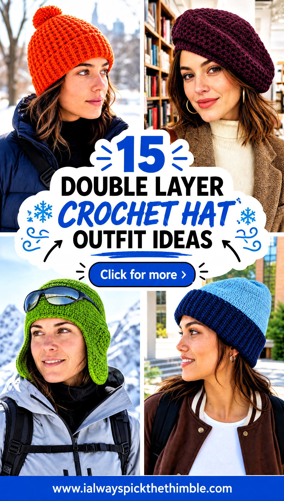 15 Double Layer Crochet Hat Outfit Ideas for Cold Walks - 15 Double Layer Crochet Hat Outfit Ideas for Cold Walks