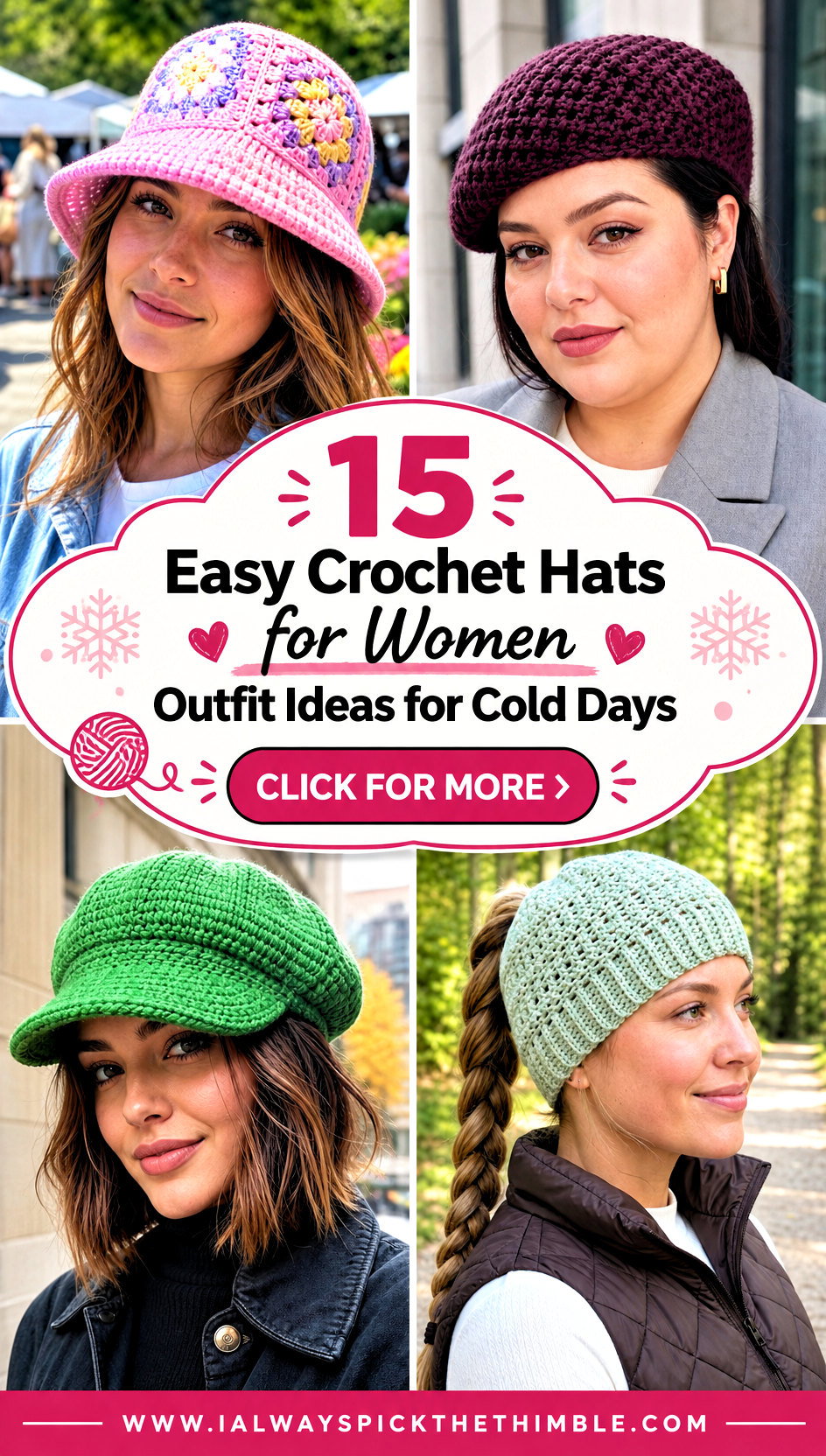 15 Easy Crochet Hats for Women Outfit Ideas for Cold Days - 15 Easy Crochet Hats for Women Outfit Ideas for Cold Days