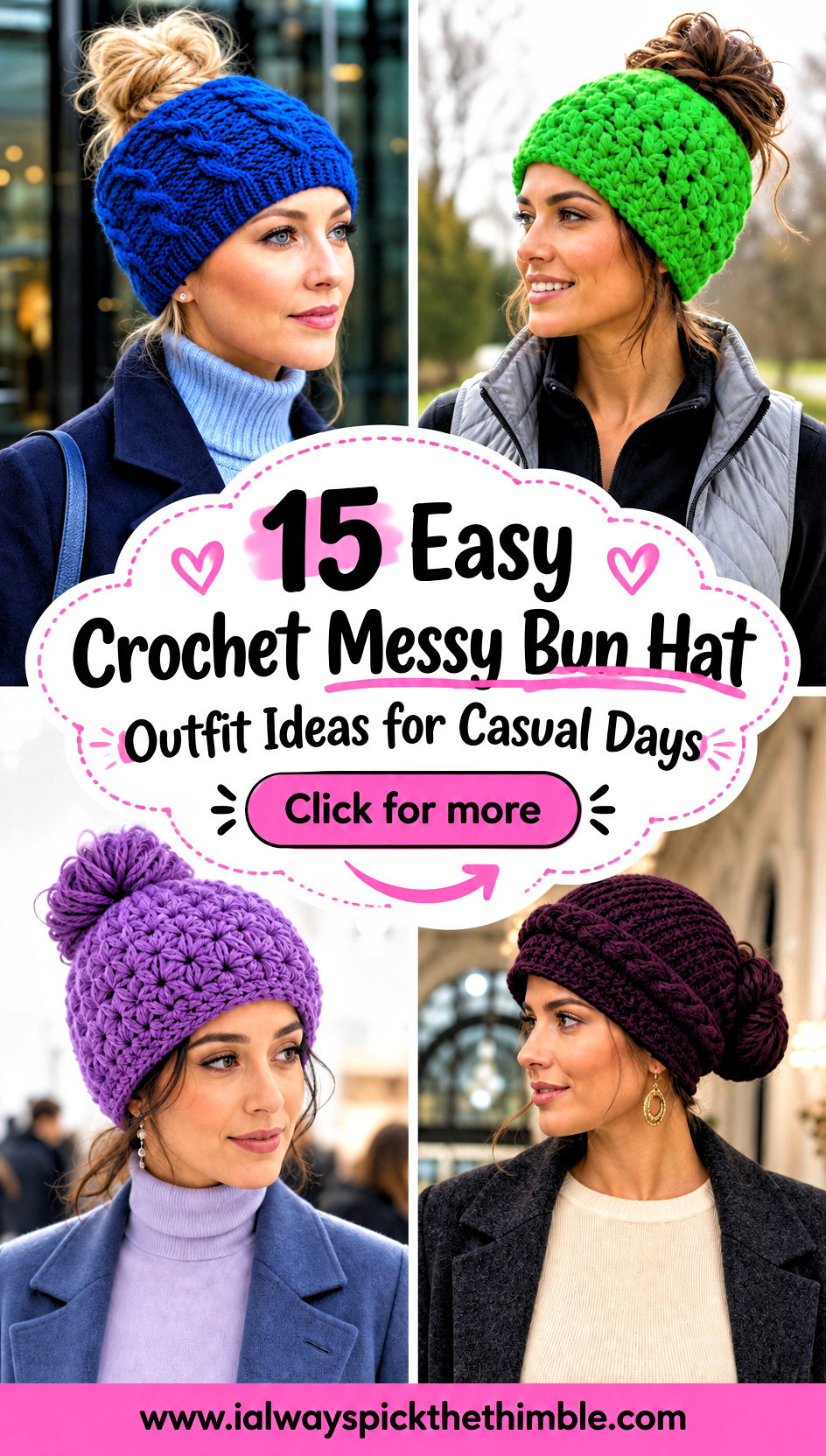15 Easy Crochet Messy Bun Hat Outfit Ideas for Casual Days - 15 Easy Crochet Messy Bun Hat Outfit Ideas for Casual Days