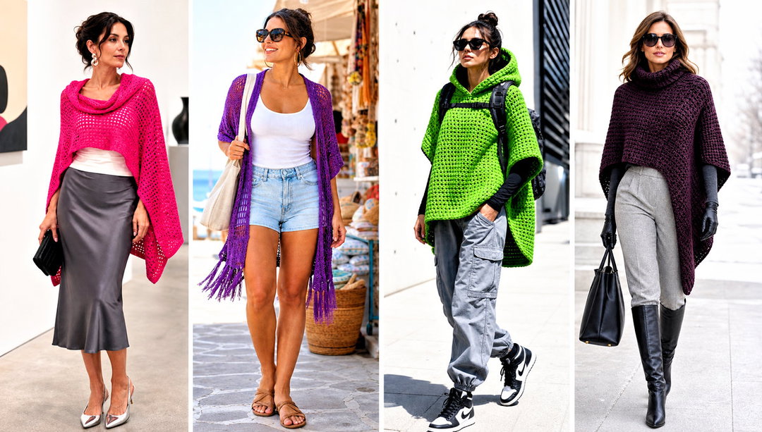 15 Easy Crochet Poncho from a Rectangle Outfit Ideas