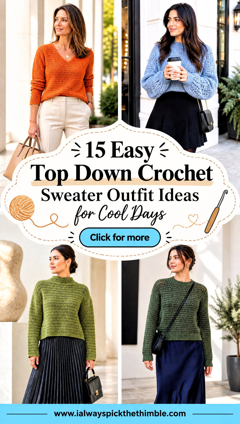 15 Easy Top Down Crochet Sweater Outfit Ideas for Cool Days - 15 Easy Top Down Crochet Sweater Outfit Ideas for Cool Days
