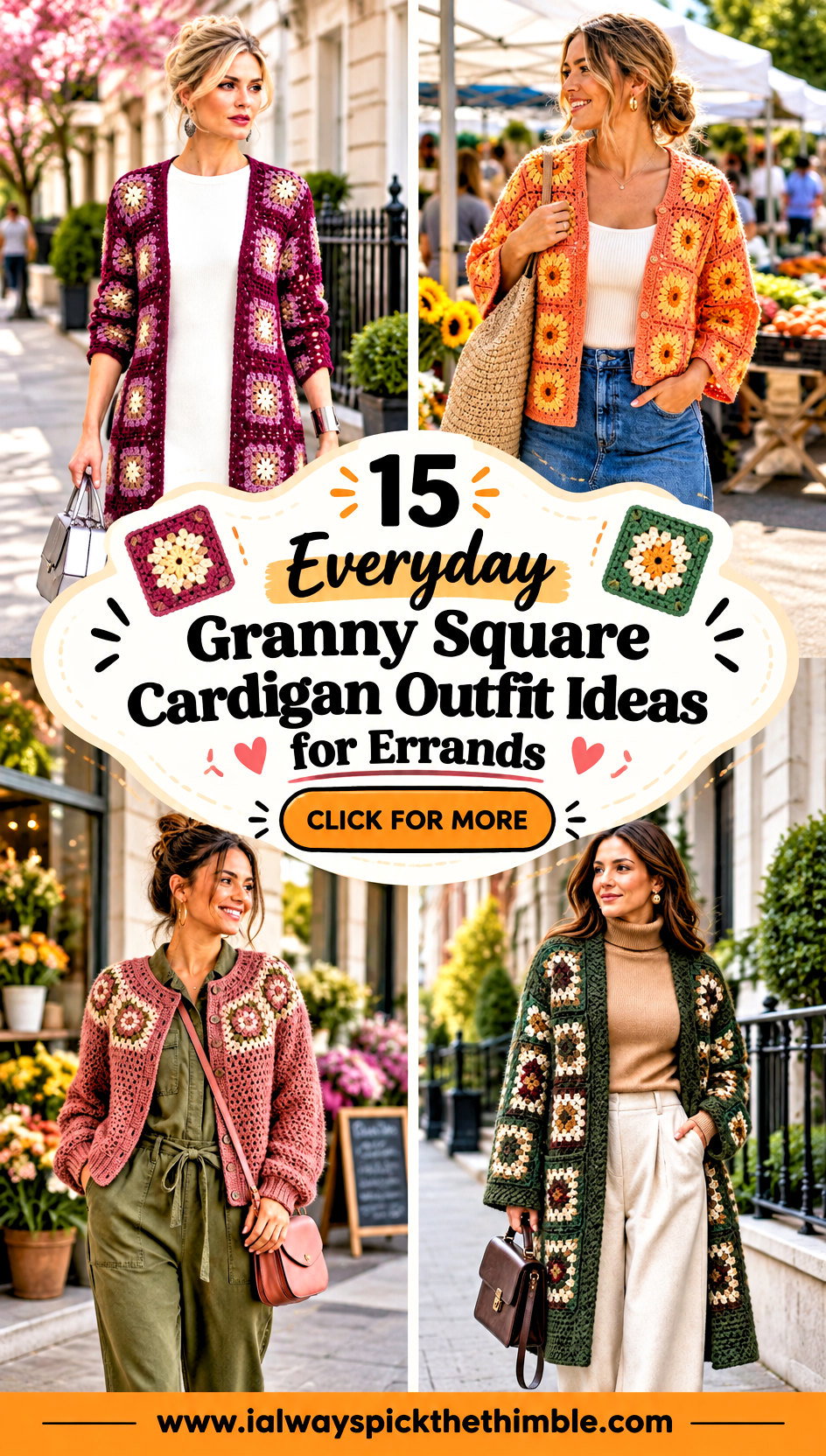 15 Everyday Granny Square Cardigan Outfit Ideas for Errands - 15 Everyday Granny Square Cardigan Outfit Ideas for Errands