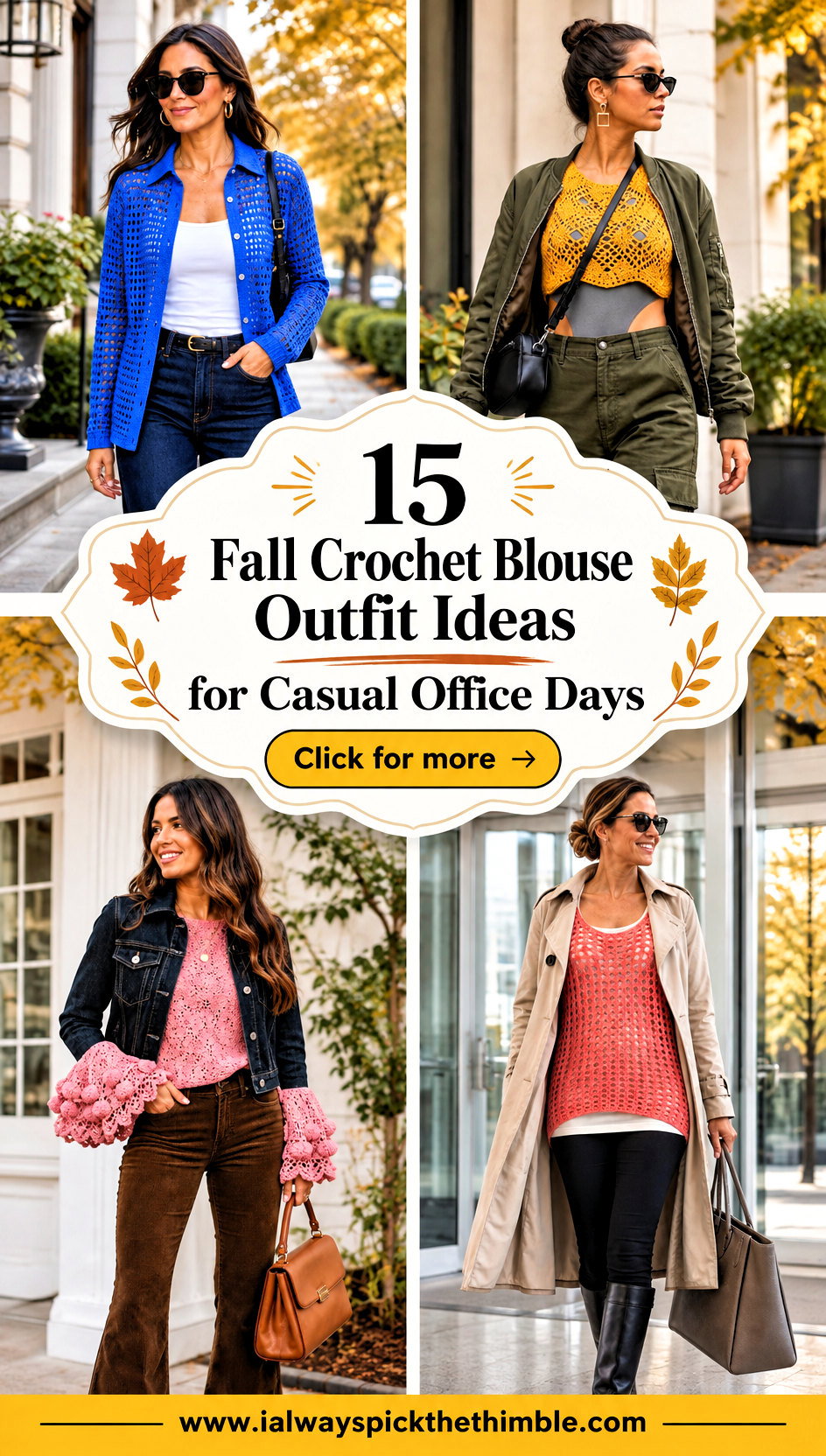 15 Fall Crochet Blouse Outfit Ideas for Casual Office Days - 15 Fall Crochet Blouse Outfit Ideas for Casual Office Days