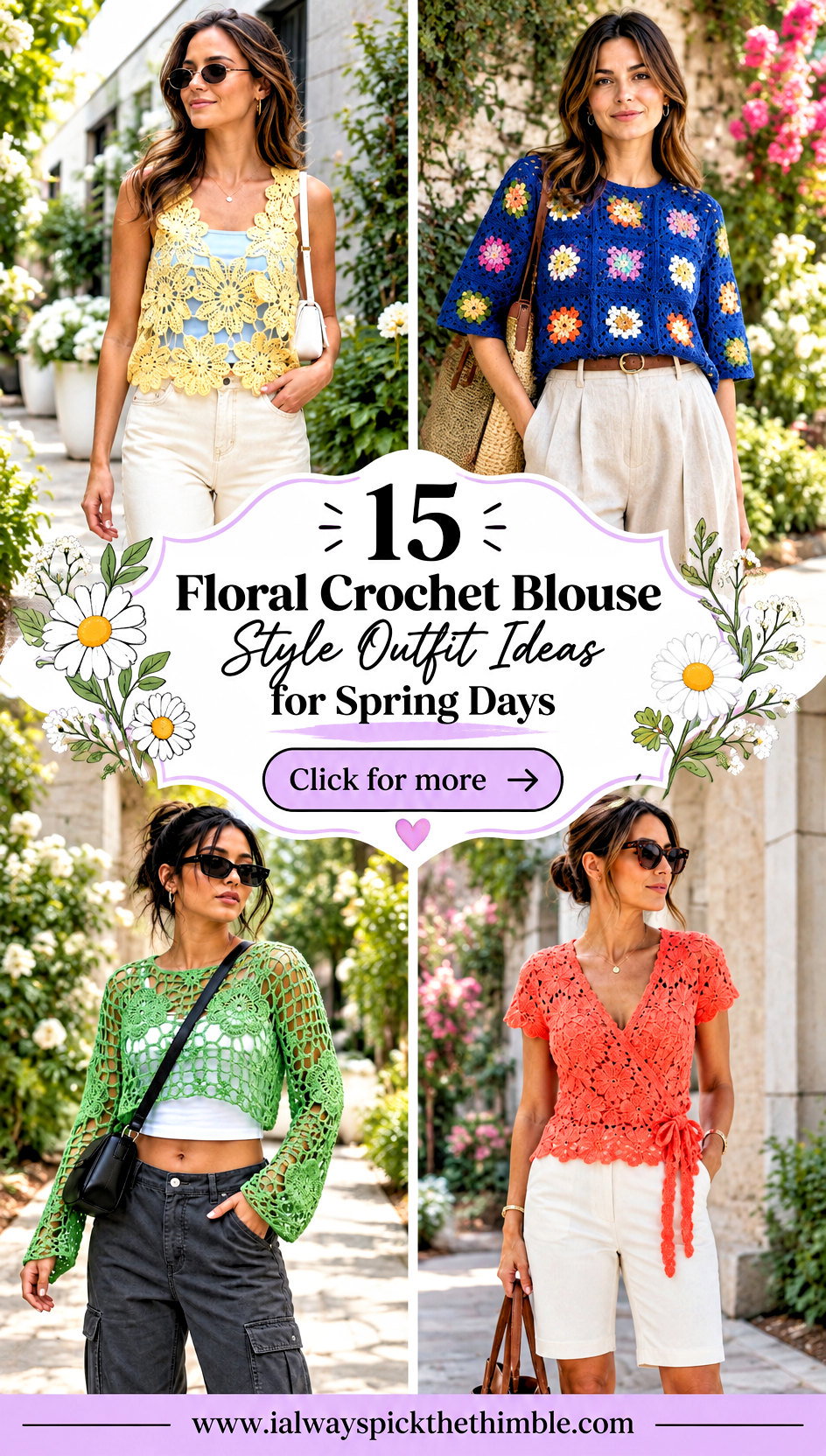 15 Floral Crochet Blouse Style Outfit Ideas for Spring Days - 15 Floral Crochet Blouse Style Outfit Ideas for Spring Days