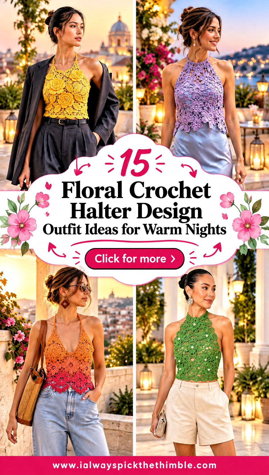 15 Floral Crochet Halter Design Outfit Ideas for Warm Nights - 15 Floral Crochet Halter Design Outfit Ideas for Warm Nights