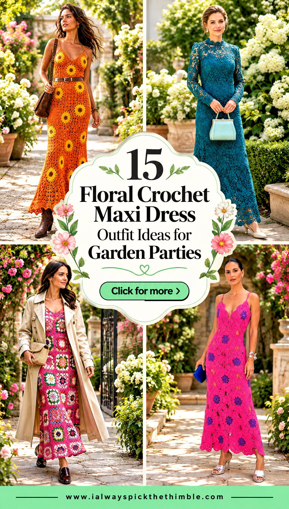 15 Floral Crochet Maxi Dress Outfit Ideas for Garden Parties - 15 Floral Crochet Maxi Dress Outfit Ideas for Garden Parties