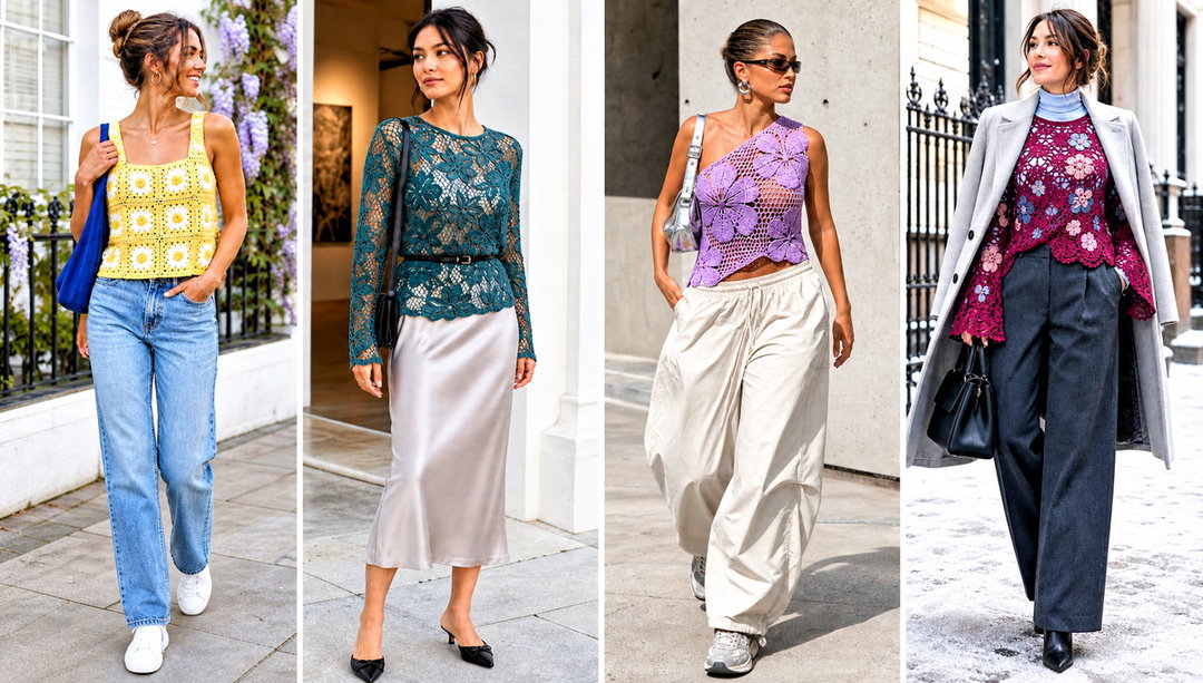 15 Flower Crochet Top Outfit Ideas for Festival Weekends