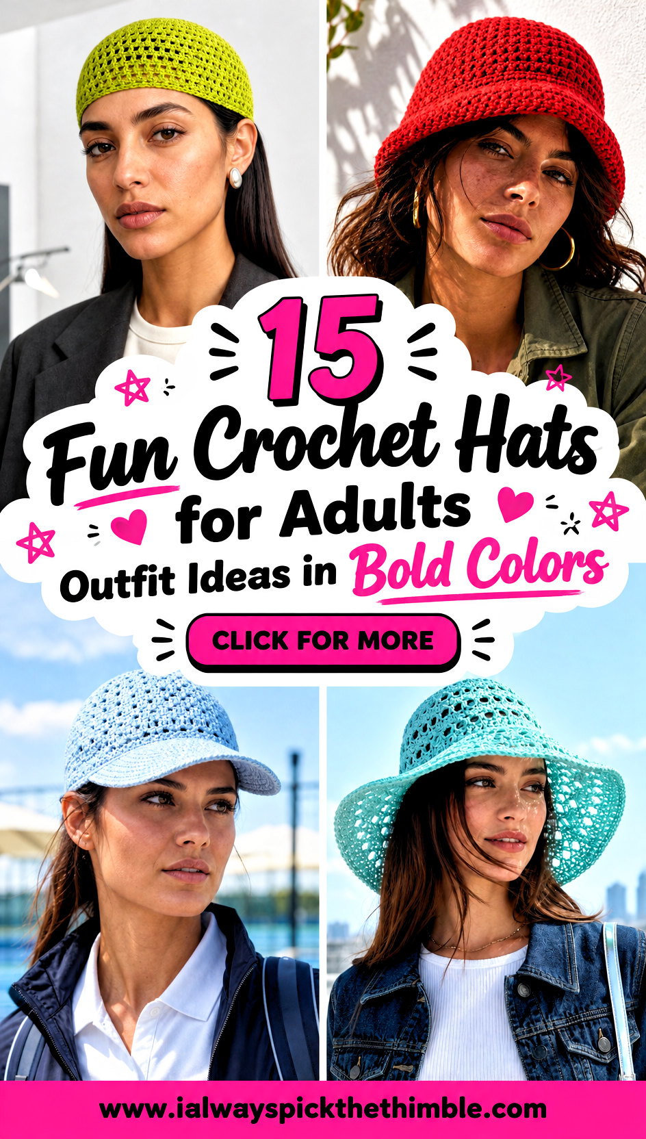 15 Fun Crochet Hats for Adults Outfit Ideas in Bold Colors - 15 Fun Crochet Hats for Adults Outfit Ideas in Bold Colors