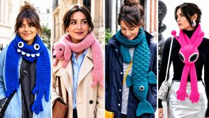 15 Funny Crochet Scarves Outfit Ideas for Playful Looks