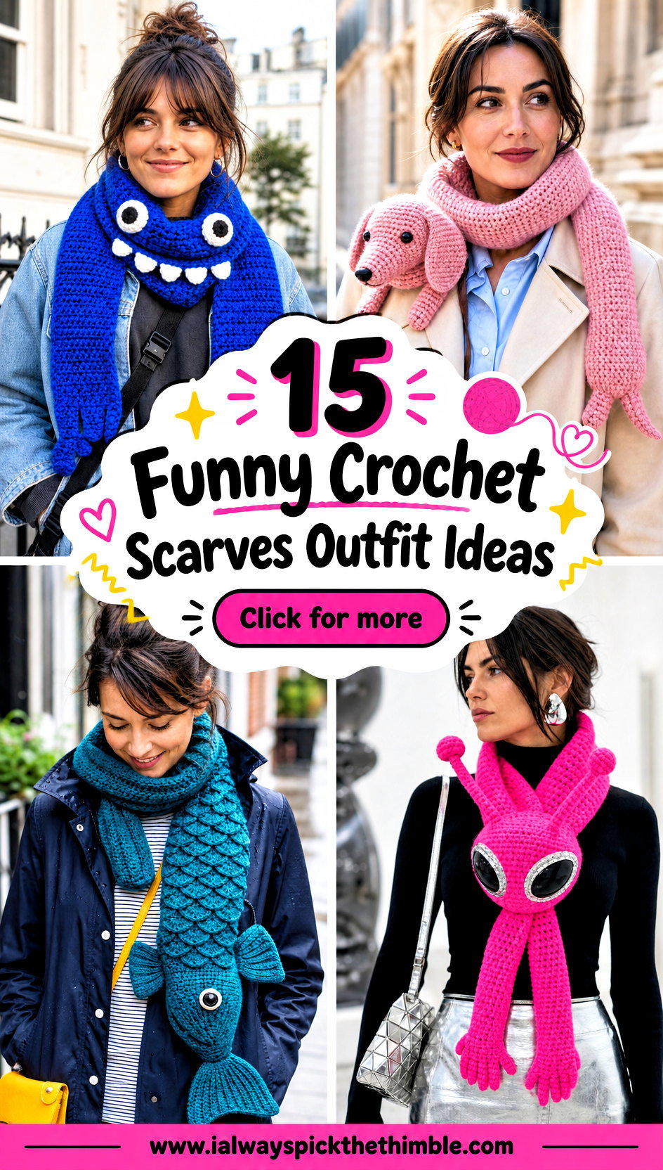 15 Funny Crochet Scarves Outfit Ideas for Playful Looks - 15 Funny Crochet Scarves Outfit Ideas for Playful Looks