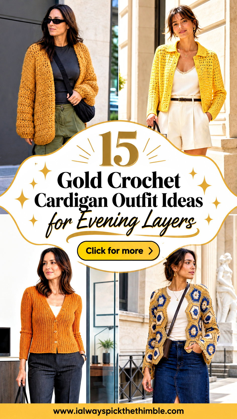 15 Gold Crochet Cardigan Outfit Ideas for Evening Layers - 15 Gold Crochet Cardigan Outfit Ideas for Evening Layers