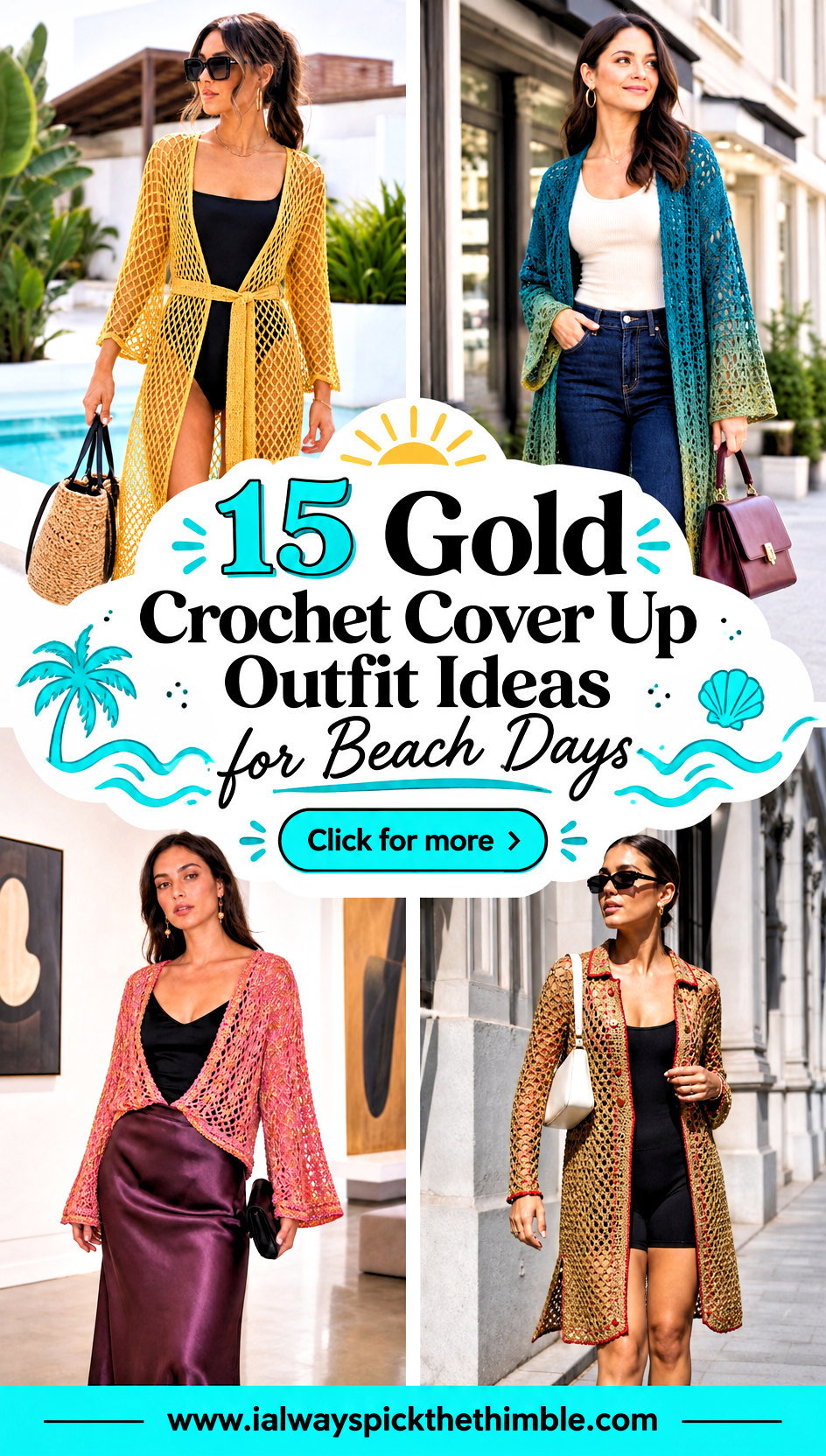 15 Gold Crochet Cover Up Outfit Ideas for Beach Days - 15 Gold Crochet Cover Up Outfit Ideas for Beach Days
