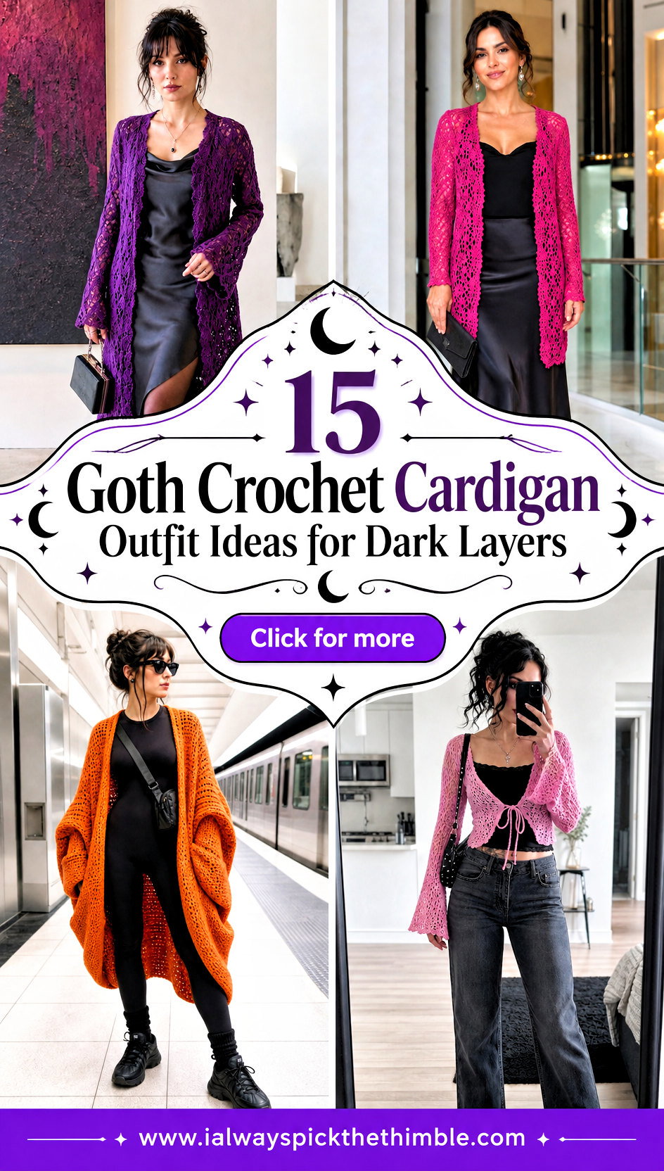 15 Goth Crochet Cardigan Outfit Ideas for Dark Layers - 15 Goth Crochet Cardigan Outfit Ideas for Dark Layers