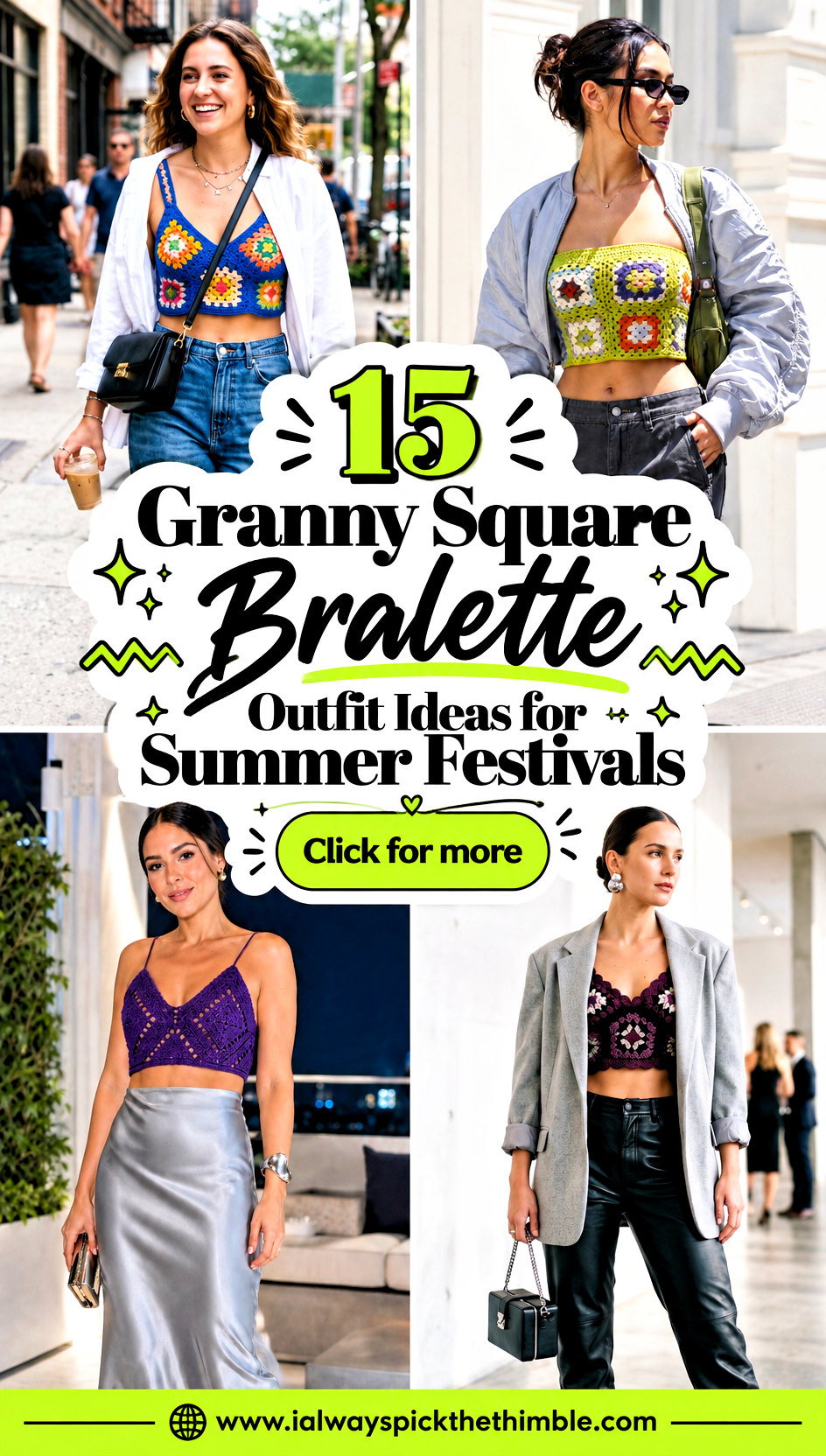 15 Granny Square Bralette Outfit Ideas for Summer Festivals - 15 Granny Square Bralette Outfit Ideas for Summer Festivals