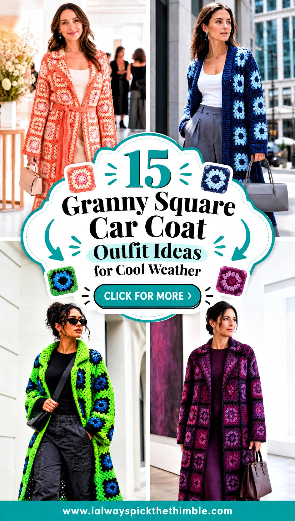 15 Granny Square Car Coat Outfit Ideas for Cool Weather - 15 Granny Square Car Coat Outfit Ideas for Cool Weather