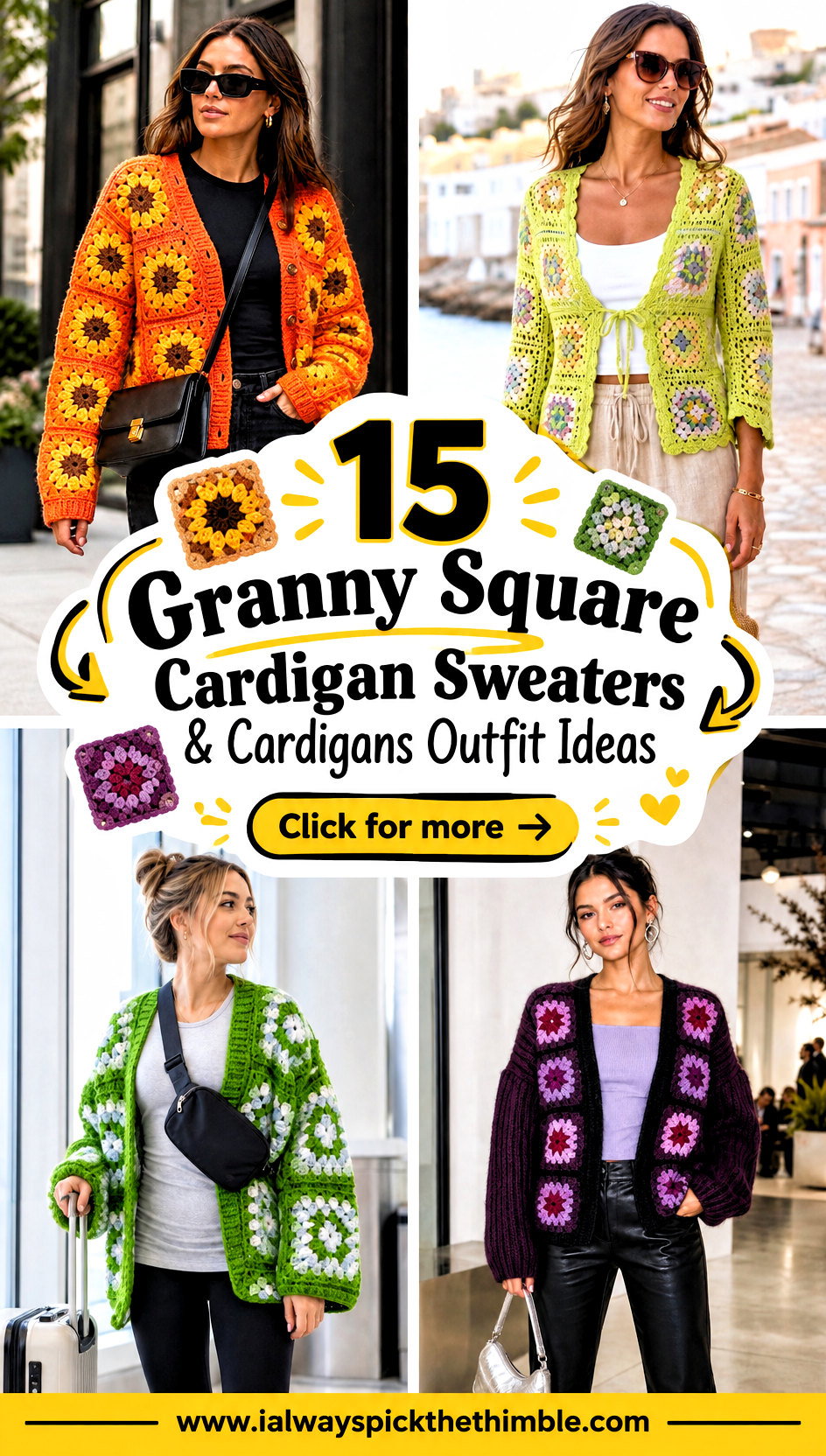 15 Granny Square Cardigan Sweaters and Cardigans Outfit Ideas - 15 Granny Square Cardigan Sweaters & Cardigans Outfit Ideas