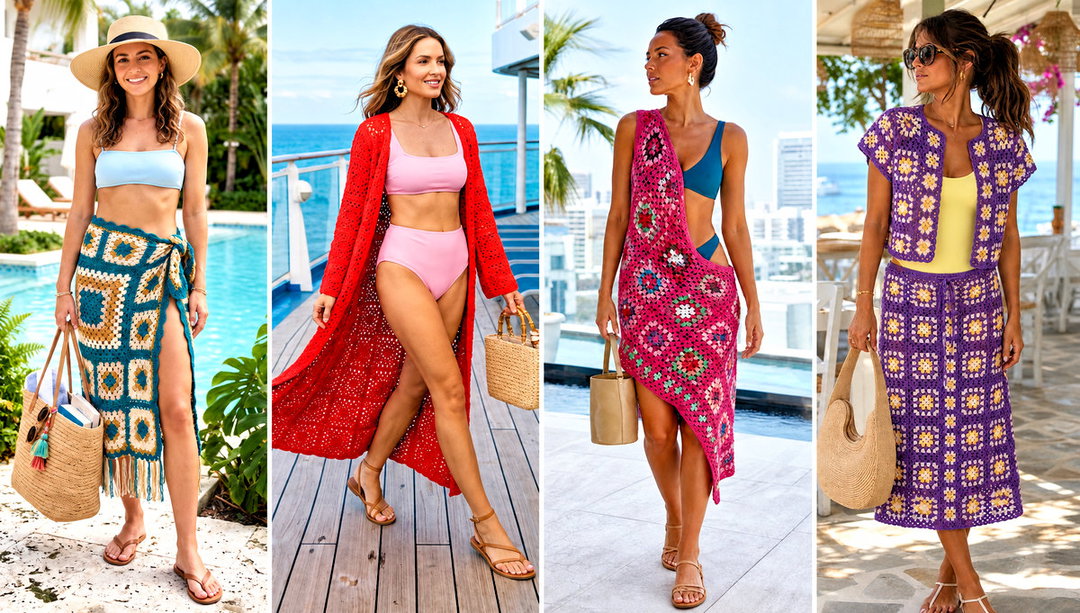 15 Granny Square Swim Cover Up Outfit Ideas for Beach Days