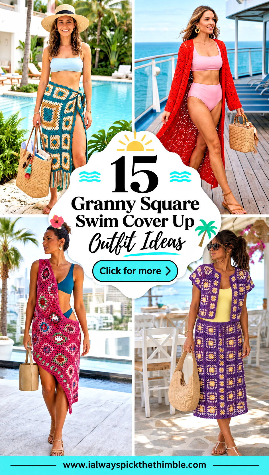 15 Granny Square Swim Cover Up Outfit Ideas for Beach Days - 15 Granny Square Swim Cover Up Outfit Ideas for Beach Days