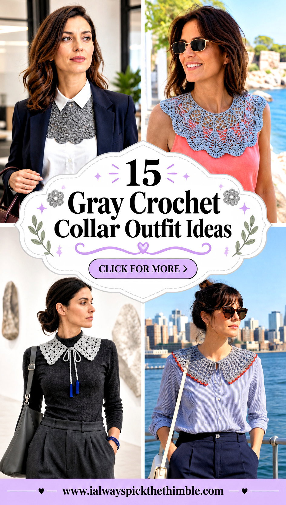 15 Gray Crochet Collar Outfit Ideas for Vintage Style - 15 Gray Crochet Collar Outfit Ideas for Vintage Style