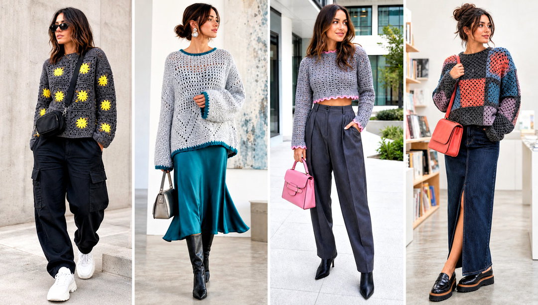 15 Gray Crochet Sweater Design Outfit Ideas for Casual Days