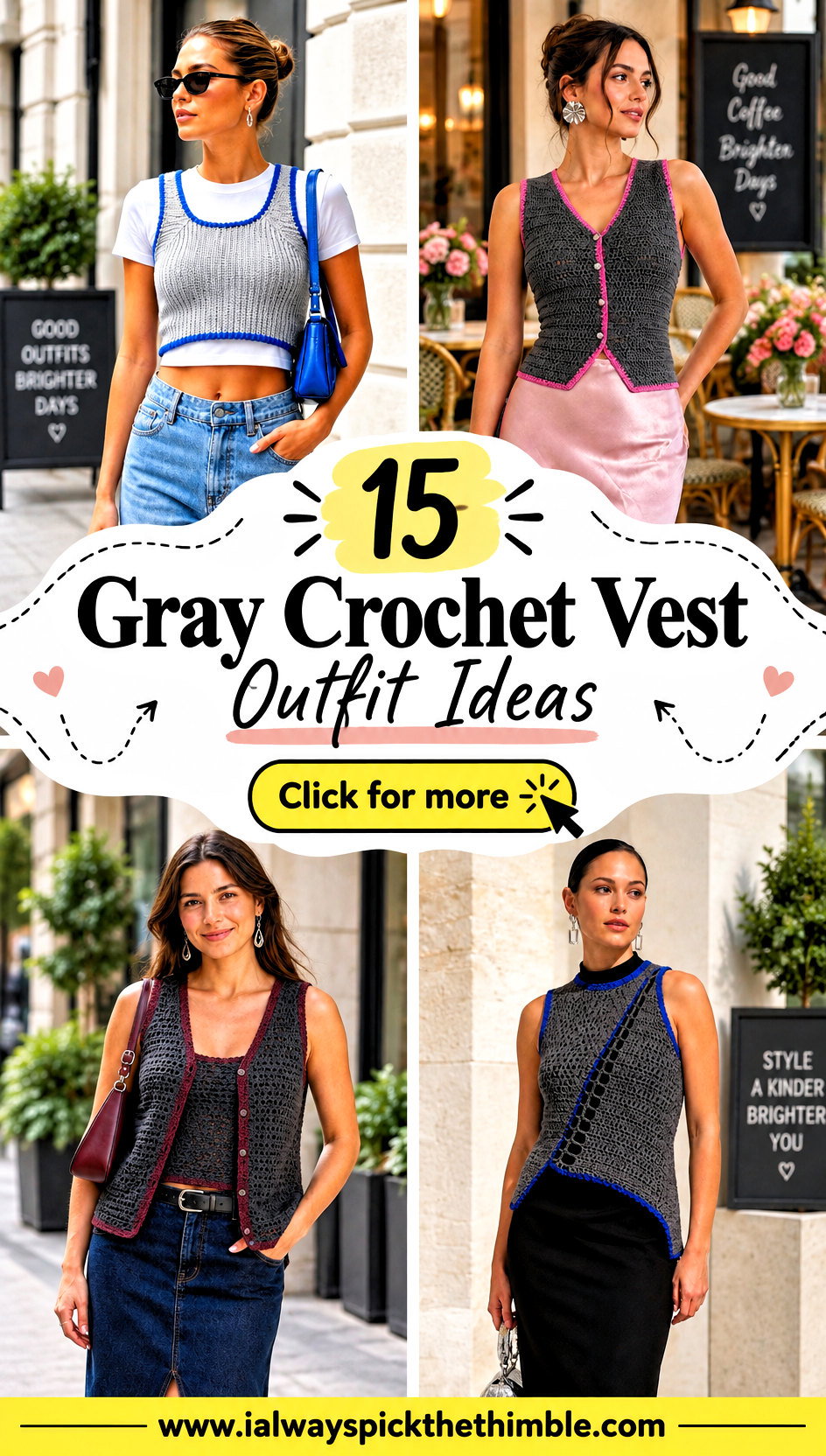 15 Gray Crochet Vest Outfit Ideas for Weekend Styling - 15 Gray Crochet Vest Outfit Ideas for Weekend Styling