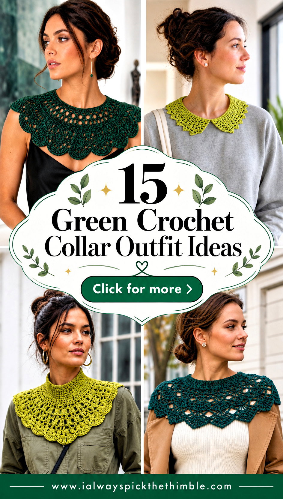 15 Green Crochet Collar Outfit Ideas for Dressy Details - 15 Green Crochet Collar Outfit Ideas for Dressy Details
