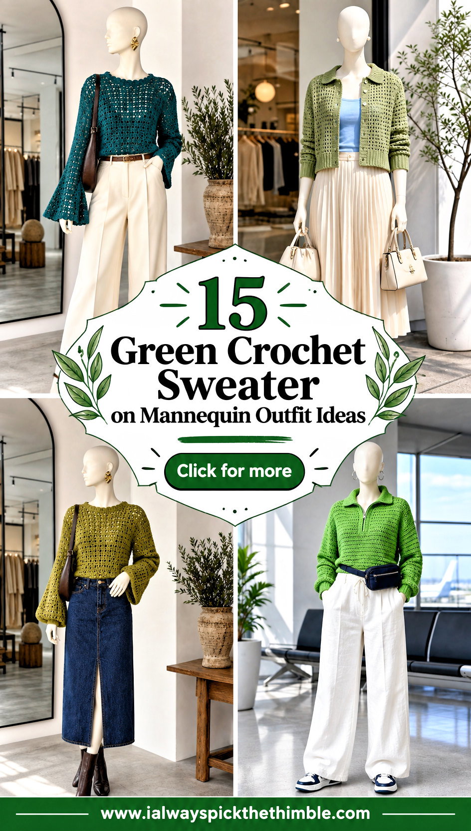 15 Green Crochet Sweater on Mannequin Outfit Ideas - 15 Green Crochet Sweater on Mannequin Outfit Ideas