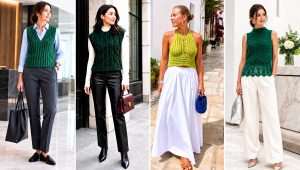15 Green Crochet Vest Design Outfit Ideas for Spring Layers