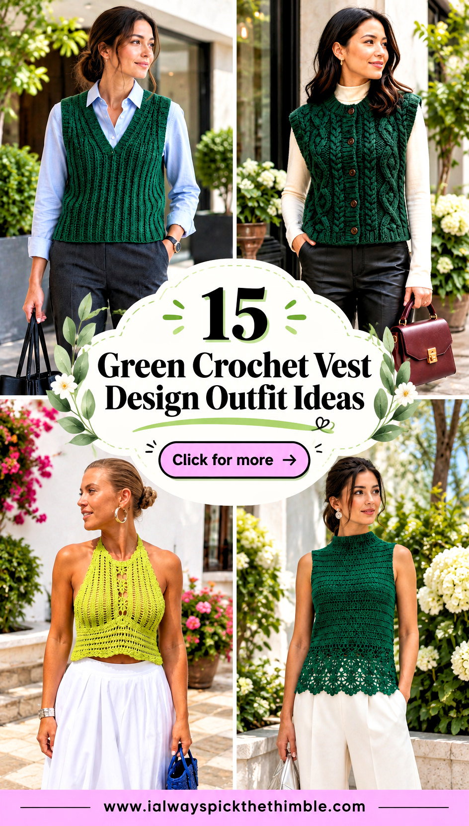 15 Green Crochet Vest Design Outfit Ideas for Spring Layers - 15 Green Crochet Vest Design Outfit Ideas for Spring Layers