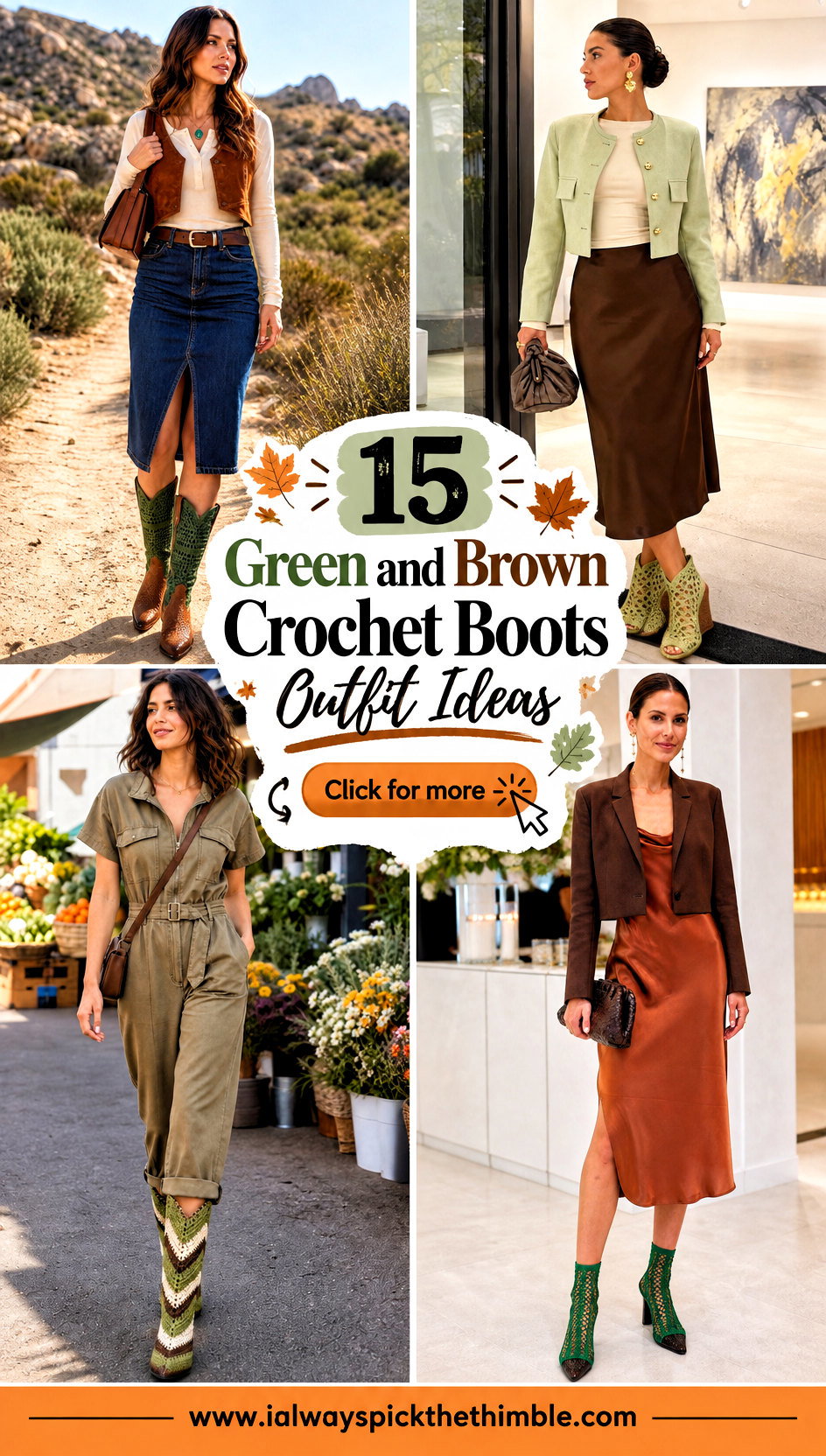 15 Green and Brown Crochet Boots Outfit Ideas for Fall Walks - 15 Green and Brown Crochet Boots Outfit Ideas for Fall Walks