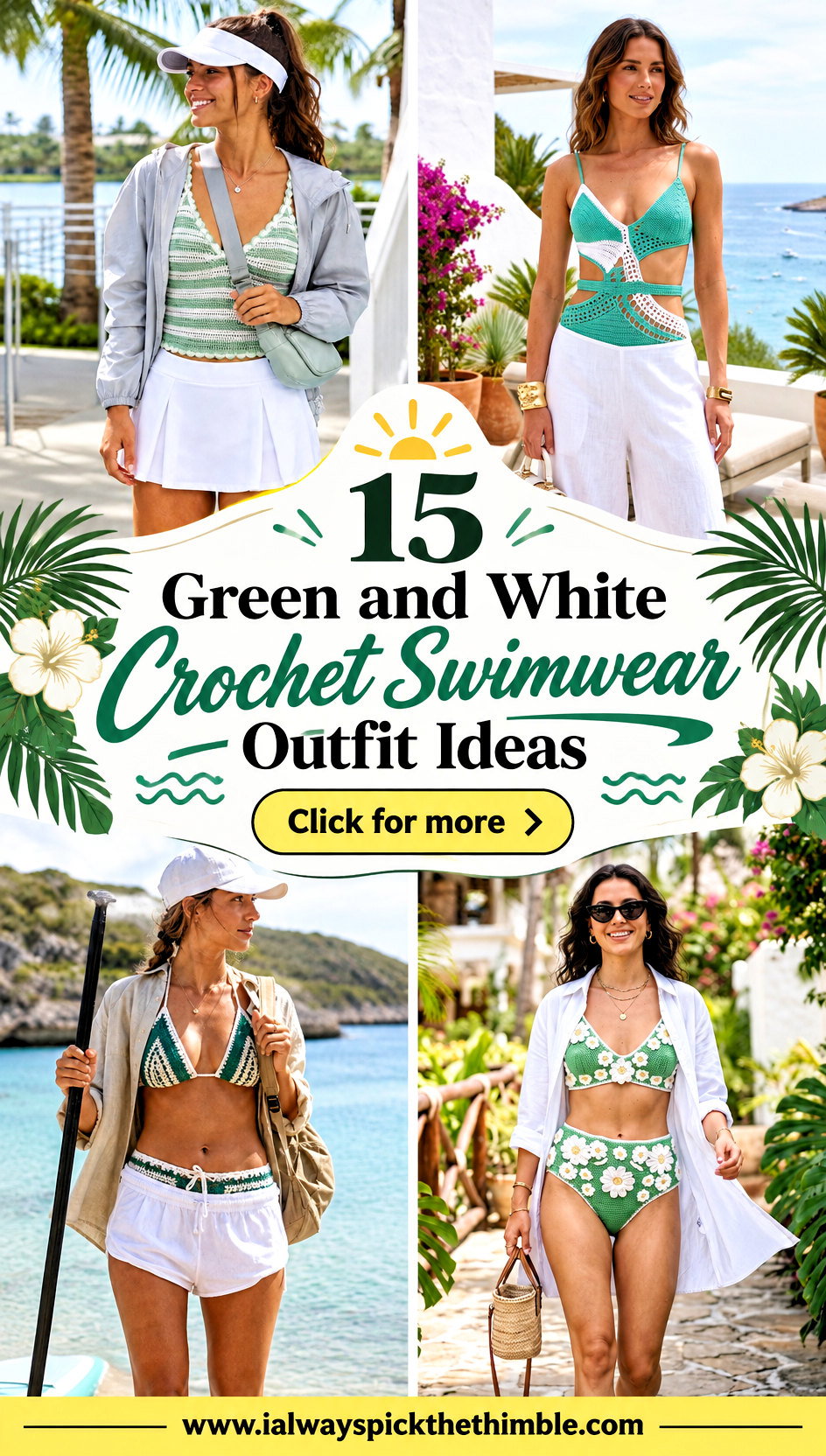 15 Green and White Crochet Swimwear Outfit Ideas for Summer - 15 Green and White Crochet Swimwear Outfit Ideas for Summer